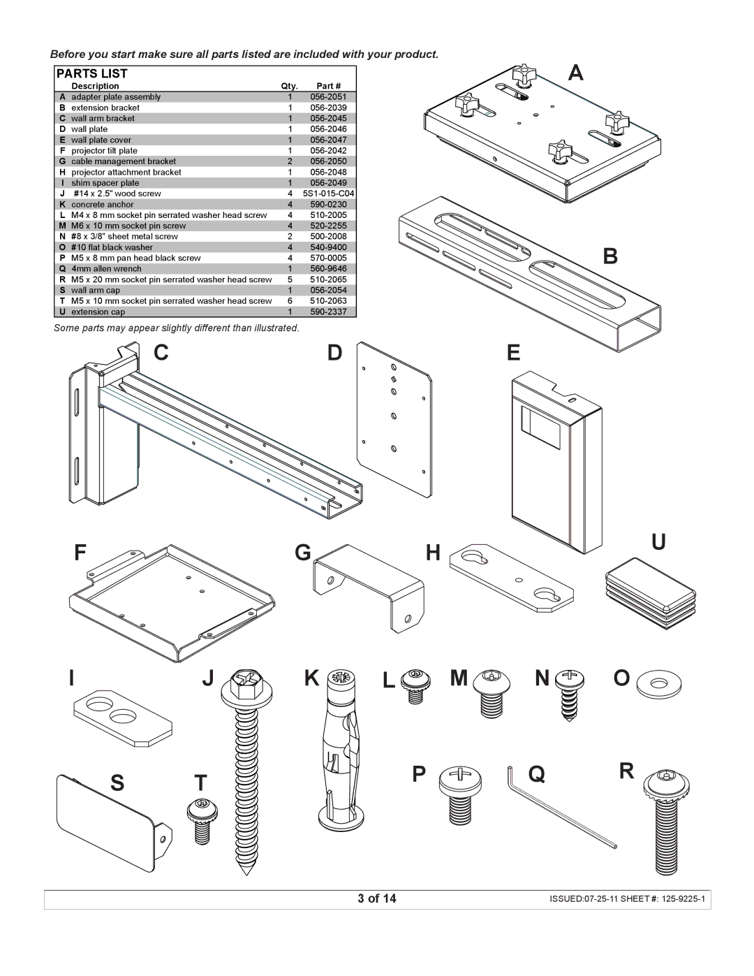 Peerless Industries UST-WallArm3 manual Cde 