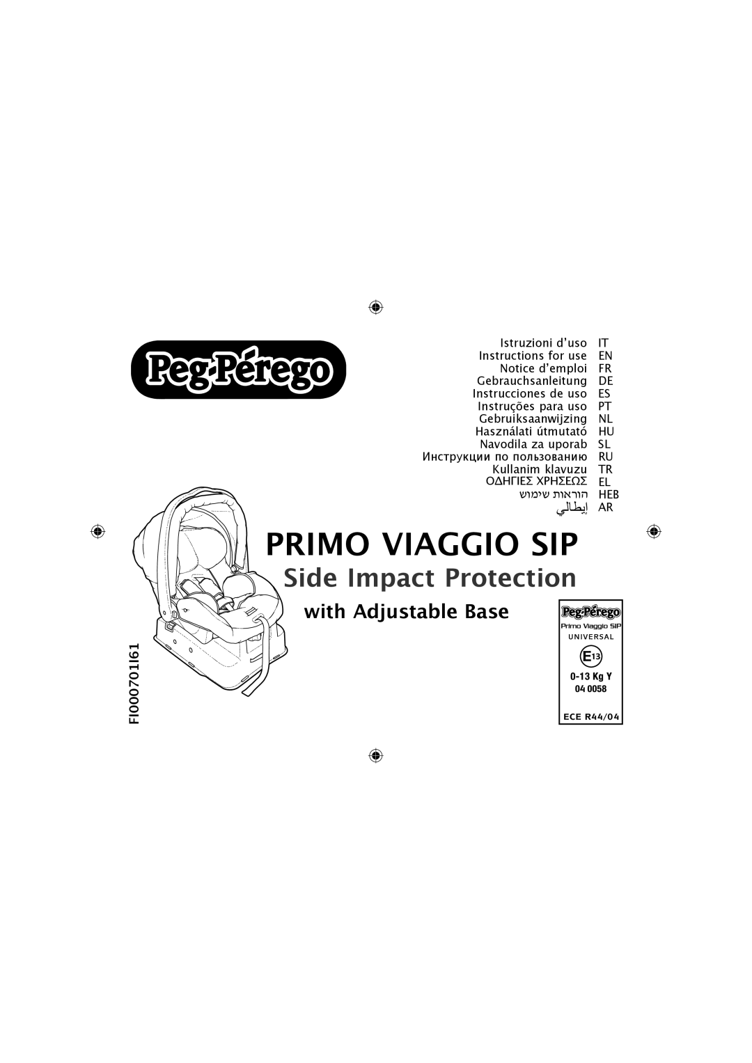 Peg-Perego ECE R04, ECE R44 manual Primo Viaggio SIP 