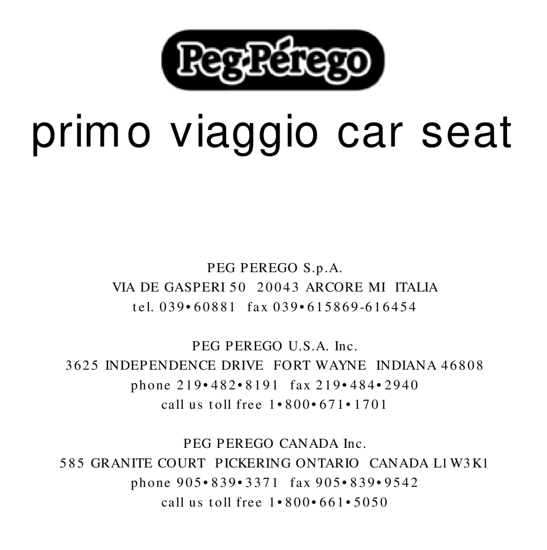 Peg-Perego ECE R44/03 manual Primo viaggio car seat 