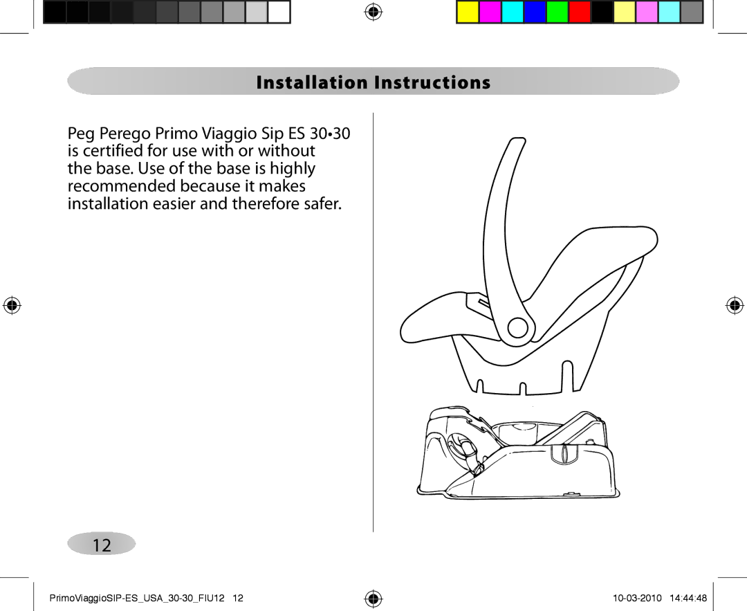 Peg-Perego ES 30.30 owner manual Installation Instructions 