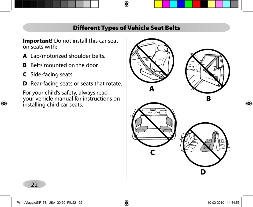 Peg-Perego ES 30.30 owner manual Different Types of Vehicle Seat Belts 