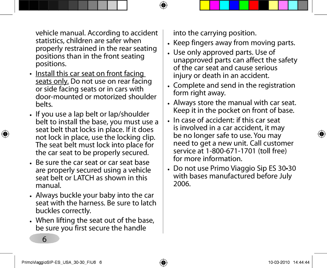 Peg-Perego ES 30.30 owner manual PrimoViaggioSIP-ESUSA30-30FIU6 