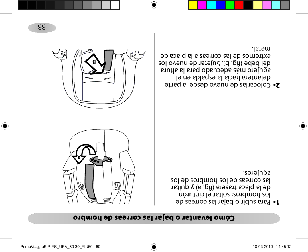 Peg-Perego ES 30.30 owner manual Hombro de correas las bajar o levantar Cómo 