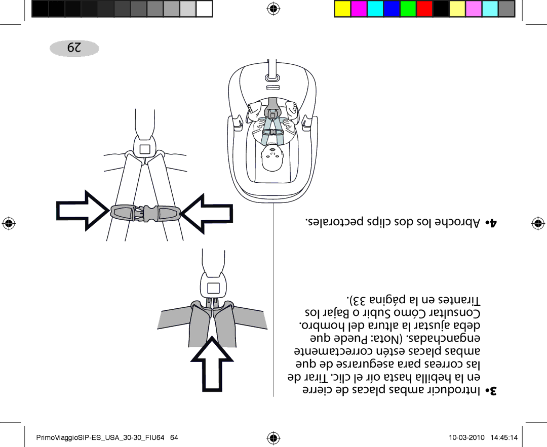 Peg-Perego ES 30.30 owner manual Pectorales clips dos los Abroche 