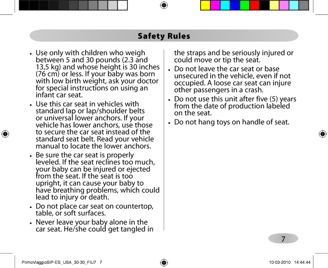Peg-Perego ES 30.30 owner manual Safety Rules 