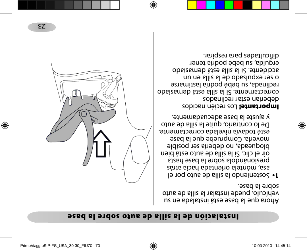 Peg-Perego ES 30.30 owner manual Base la sobre auto de silla la de Instalación 