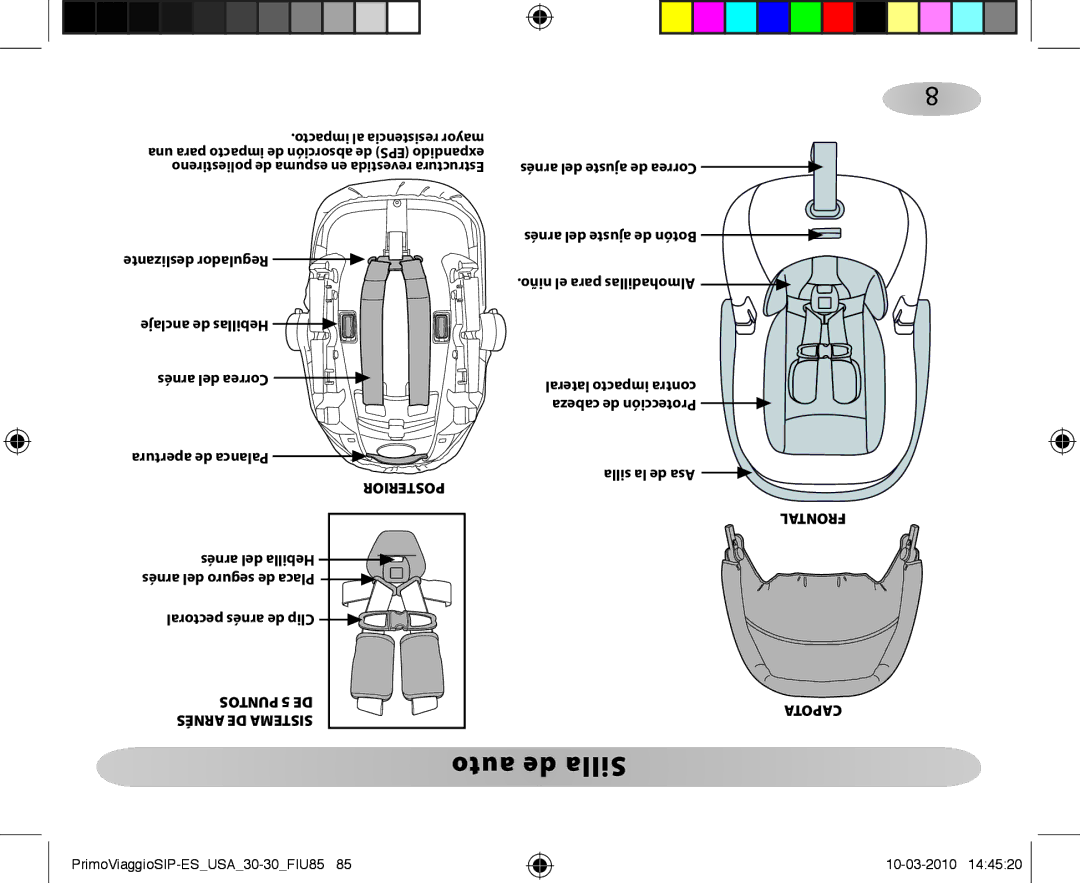 Peg-Perego ES 30.30 owner manual Auto de Silla, Puntos 5 DE Arnés DE Sistema 