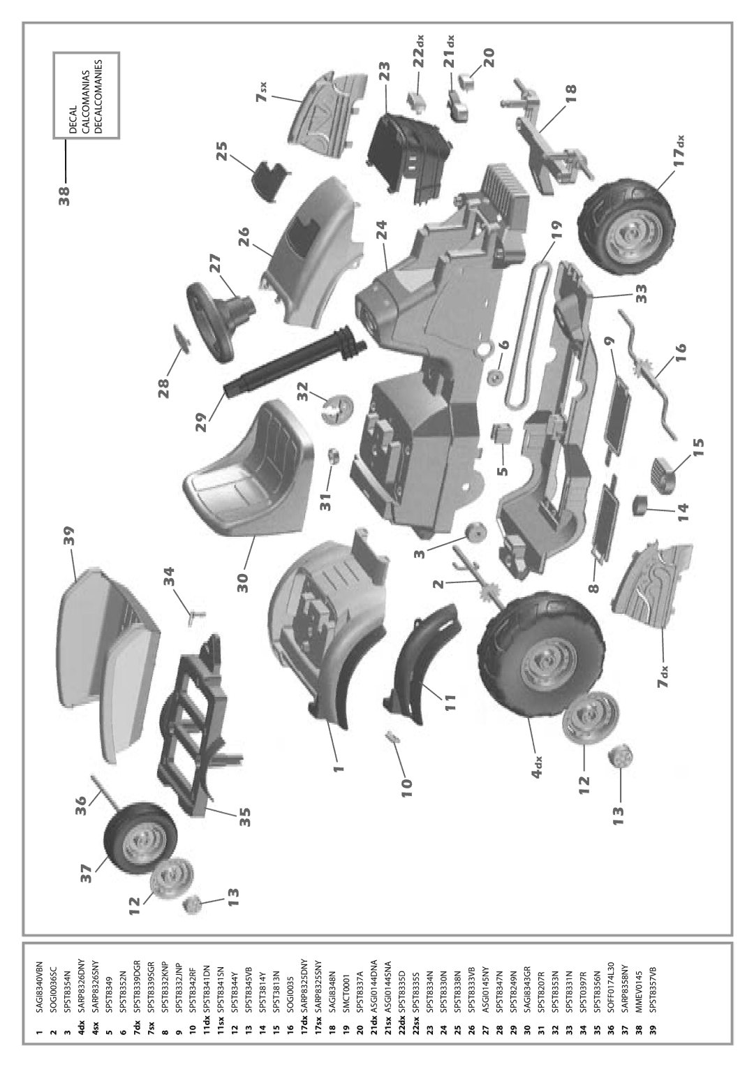 Peg-Perego IGCD0522 manual 2423 22 dx 21dx 17 dx 