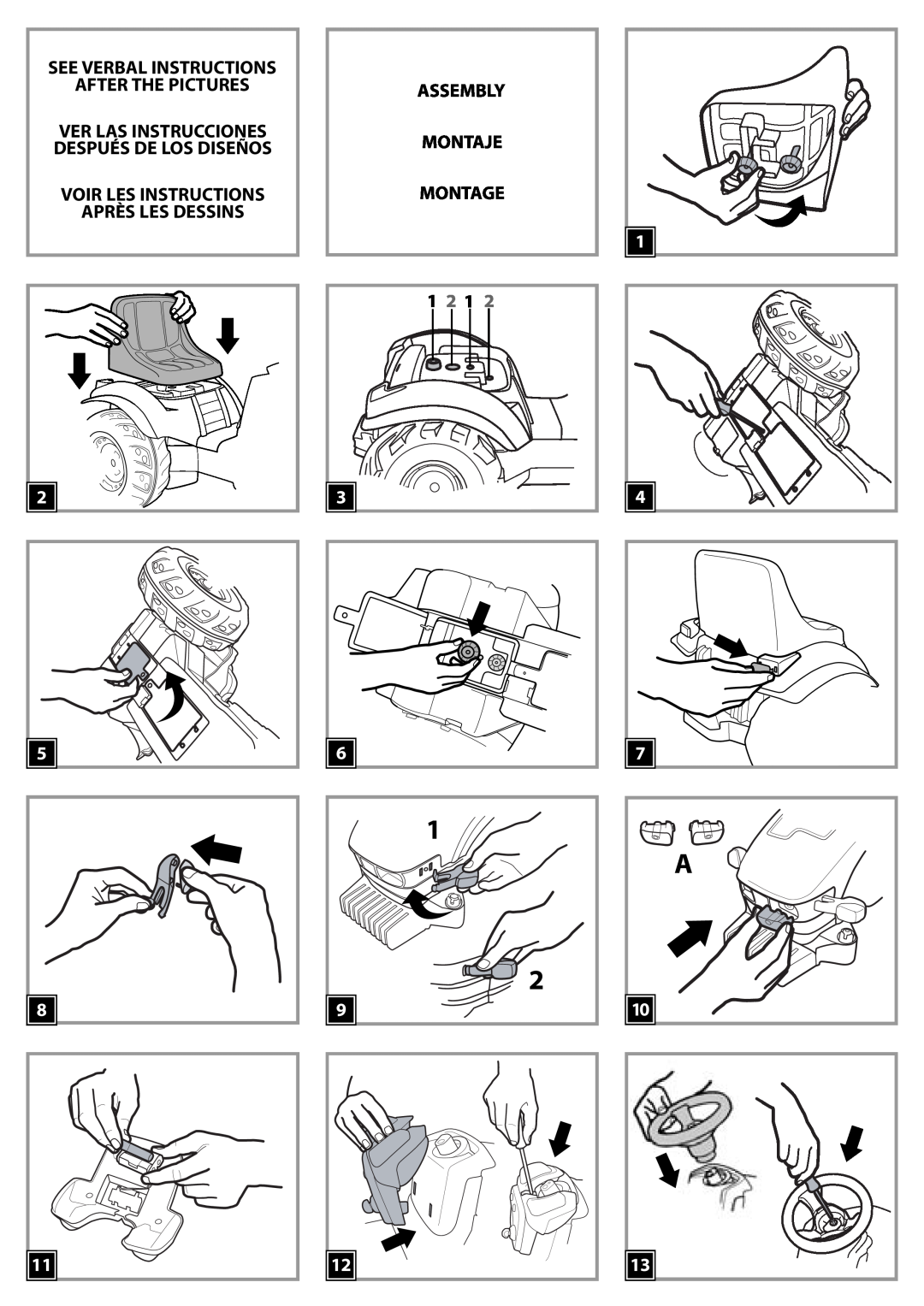 Peg-Perego IGED1061 6V manual See Verbal Instructions After The Pictures, Voir Les Instructions Après Les Dessins 