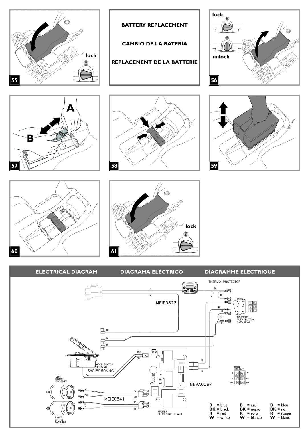 Peg-Perego IGOD0515 manual Electrical Diagram Diagrama Eléctrico Diagramme Électrique 