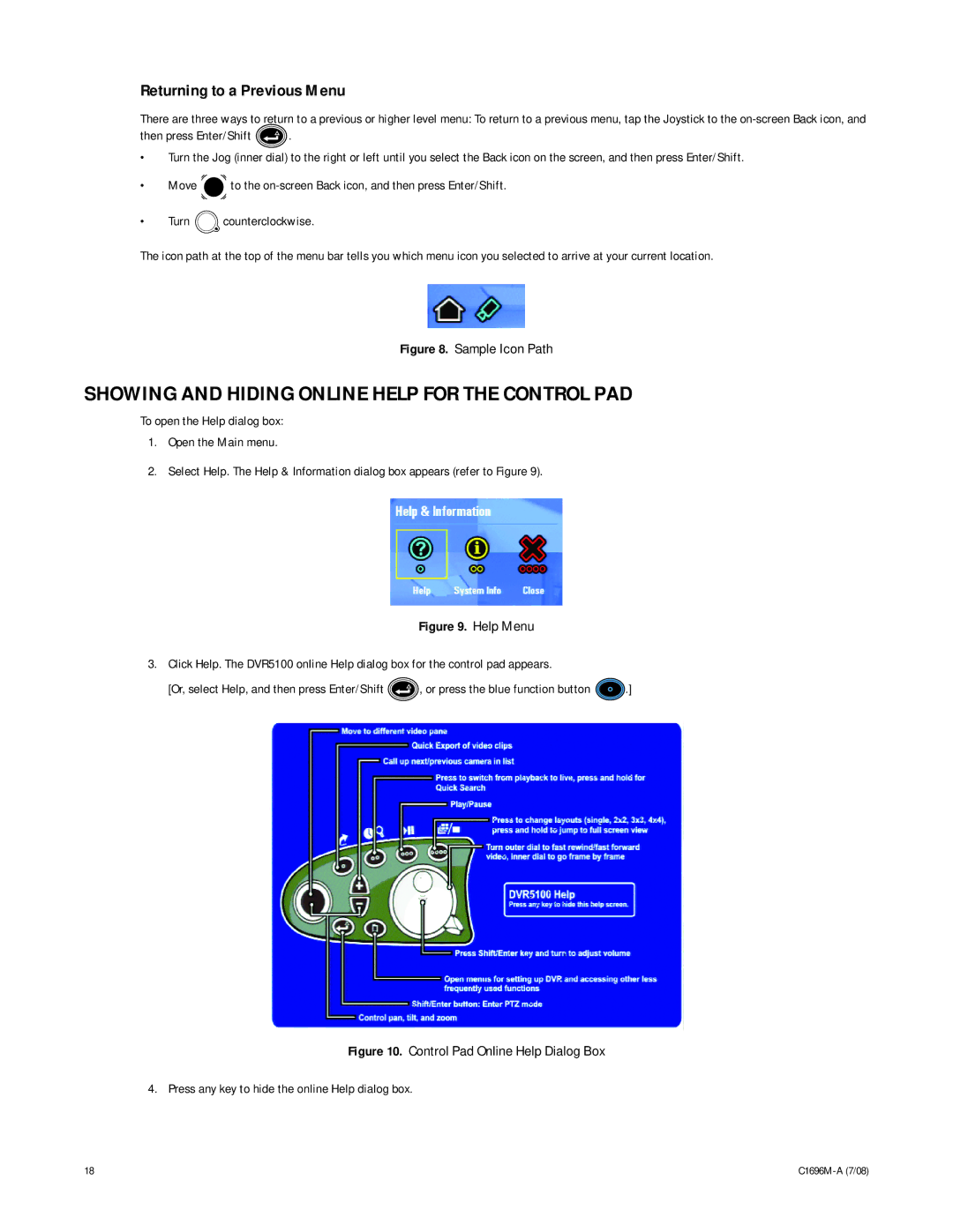 Pelco 2 C1696M-A (7/08) manual Showing and Hiding Online Help for the Control PAD, Sample Icon Path 