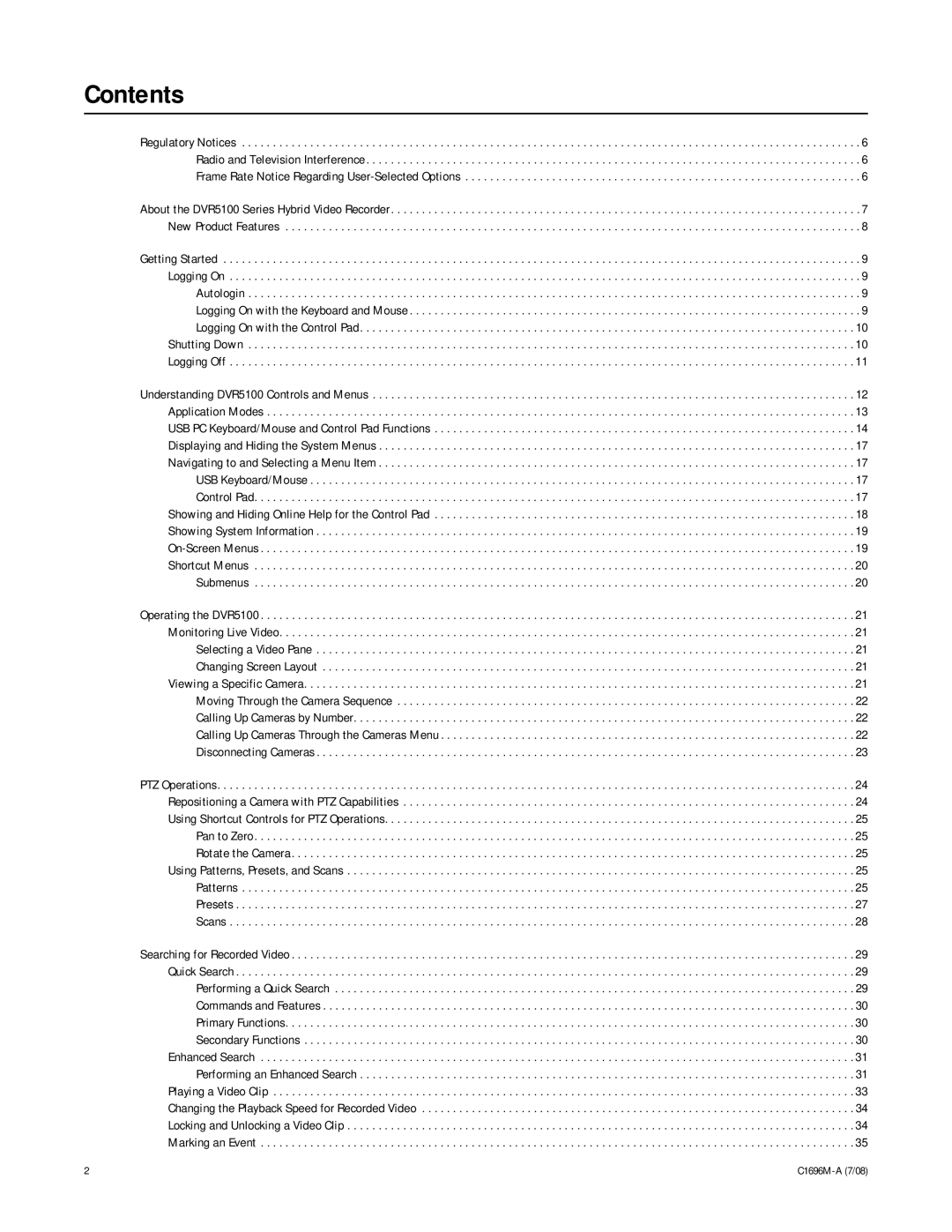 Pelco 2 C1696M-A (7/08) manual Contents 