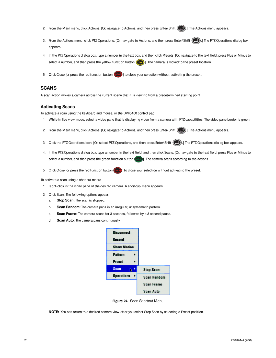 Pelco 2 C1696M-A (7/08) manual Scans, Scan Shortcut Menu 