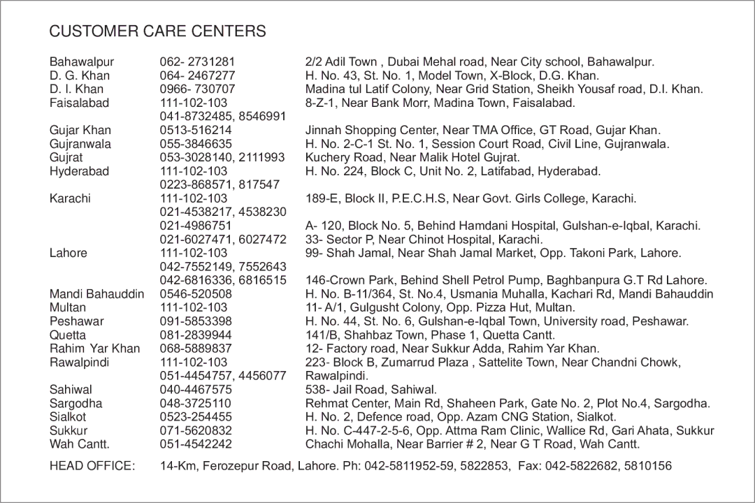 Pelco 6400, 20185, 2500JF, 6200, 2300JF, 20175, 6300, 2012, 20145JF, 2009, 20165, 2010 instruction manual Customer Care Centers 