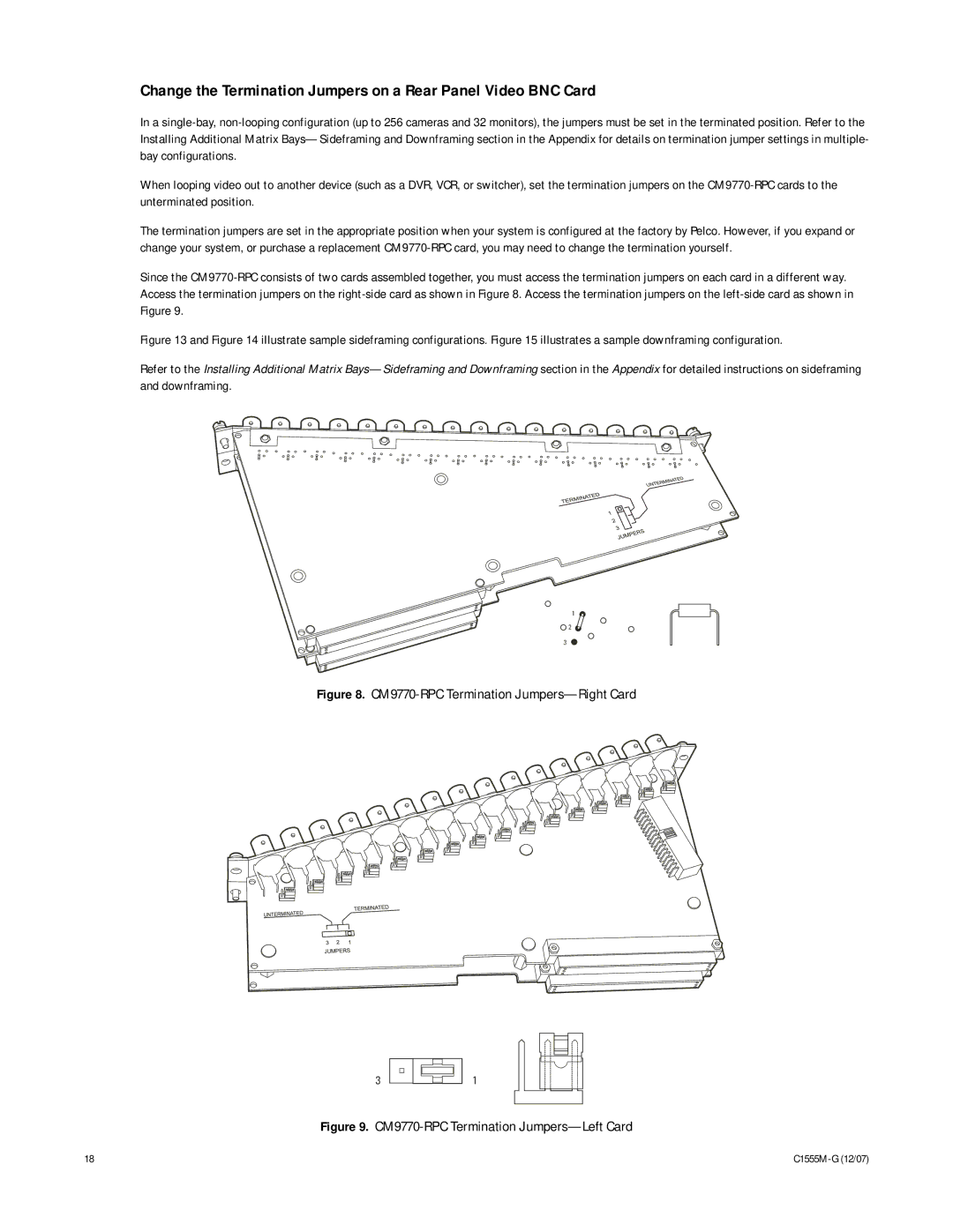 Pelco manual CM9770-RPC Termination Jumpers-Right Card 