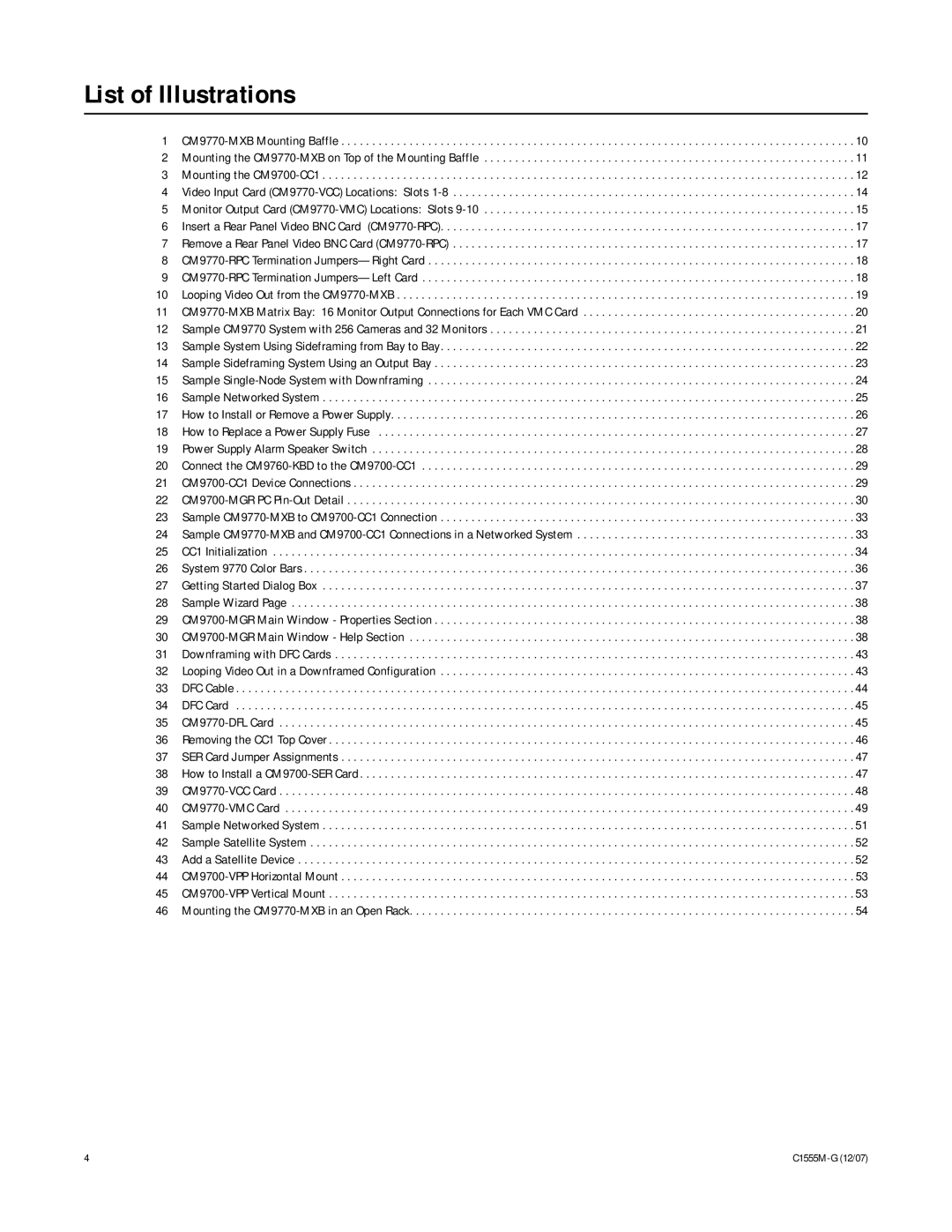 Pelco 9770 manual List of Illustrations 