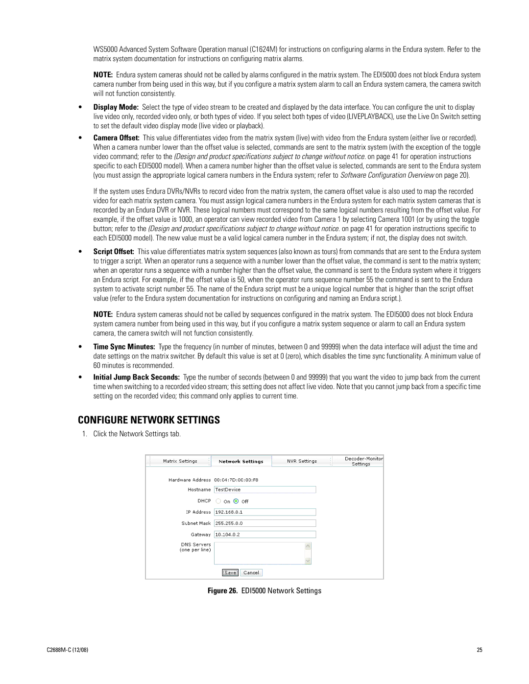 Pelco AD2088 manual Configure Network Settings, Click the Network Settings tab 