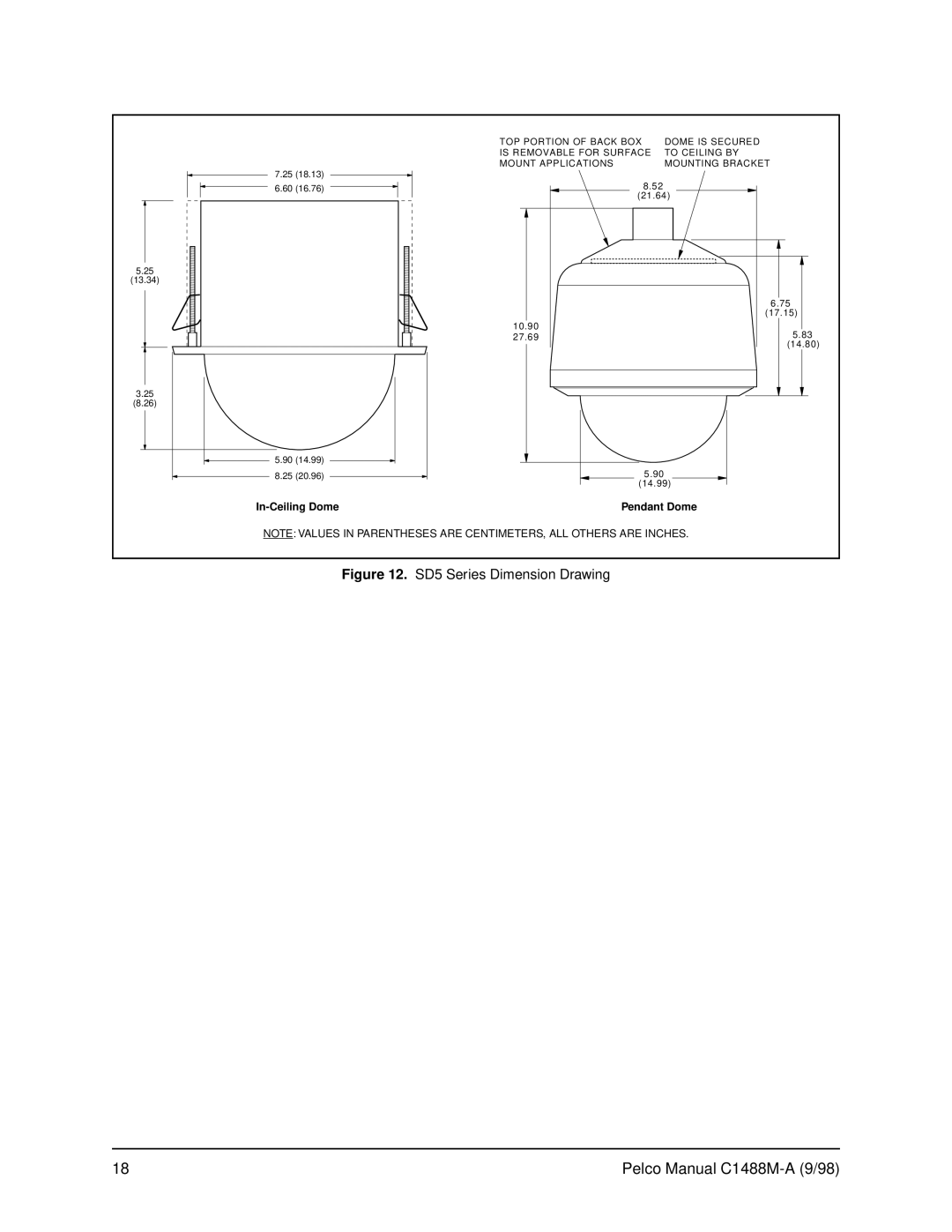 Pelco BB5L operation manual SD5 Series Dimension Drawing 