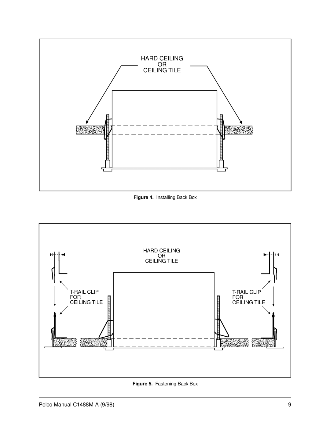 Pelco BB5L operation manual Hard Ceiling Ceiling Tile 