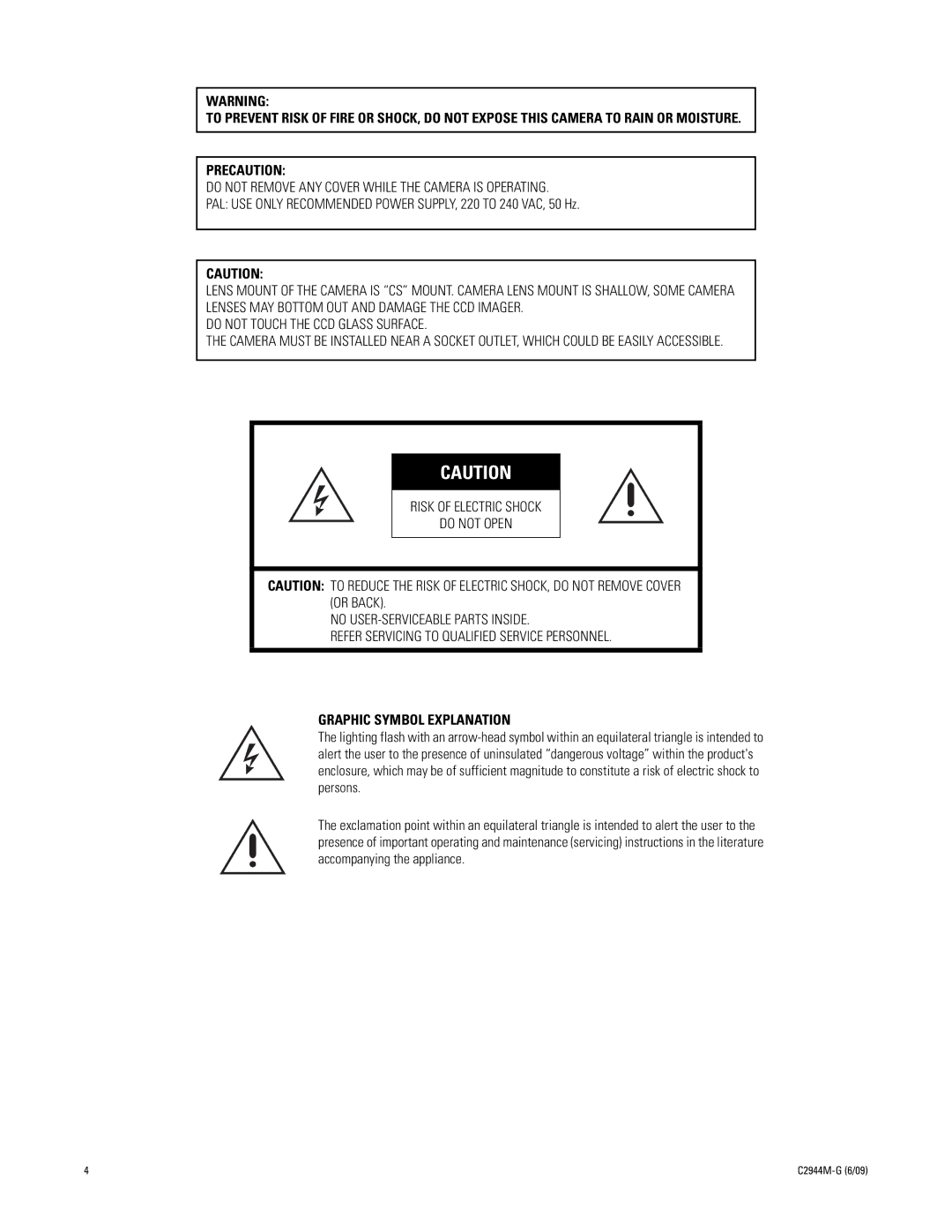 Pelco C10DN manual Graphic Symbol Explanation 