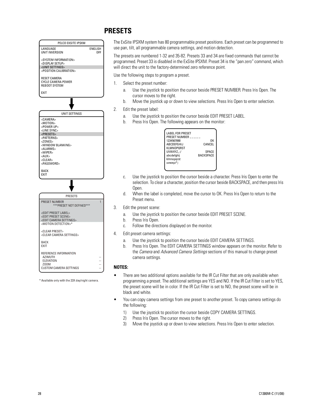 Pelco C1300M-C (11/08) manual Presets 
