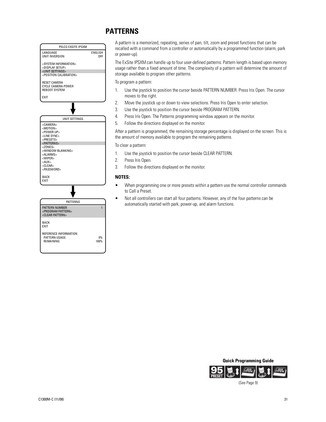 Pelco C1300M-C (11/08) manual Patterns 