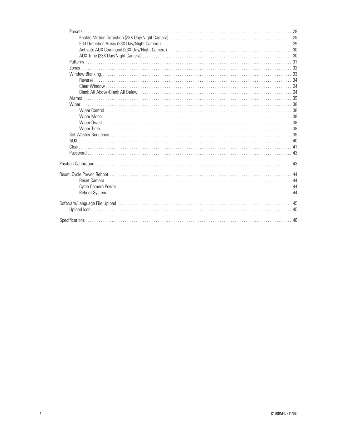 Pelco C1300M-C (11/08) manual Specifications 