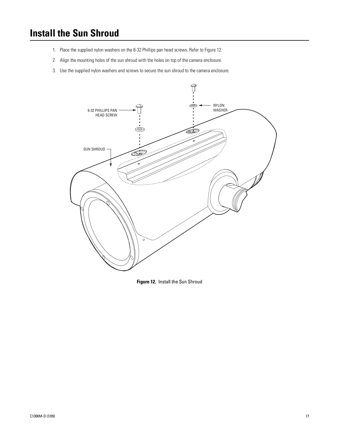 Pelco C1306M-D (7/09) manual Install the Sun Shroud 