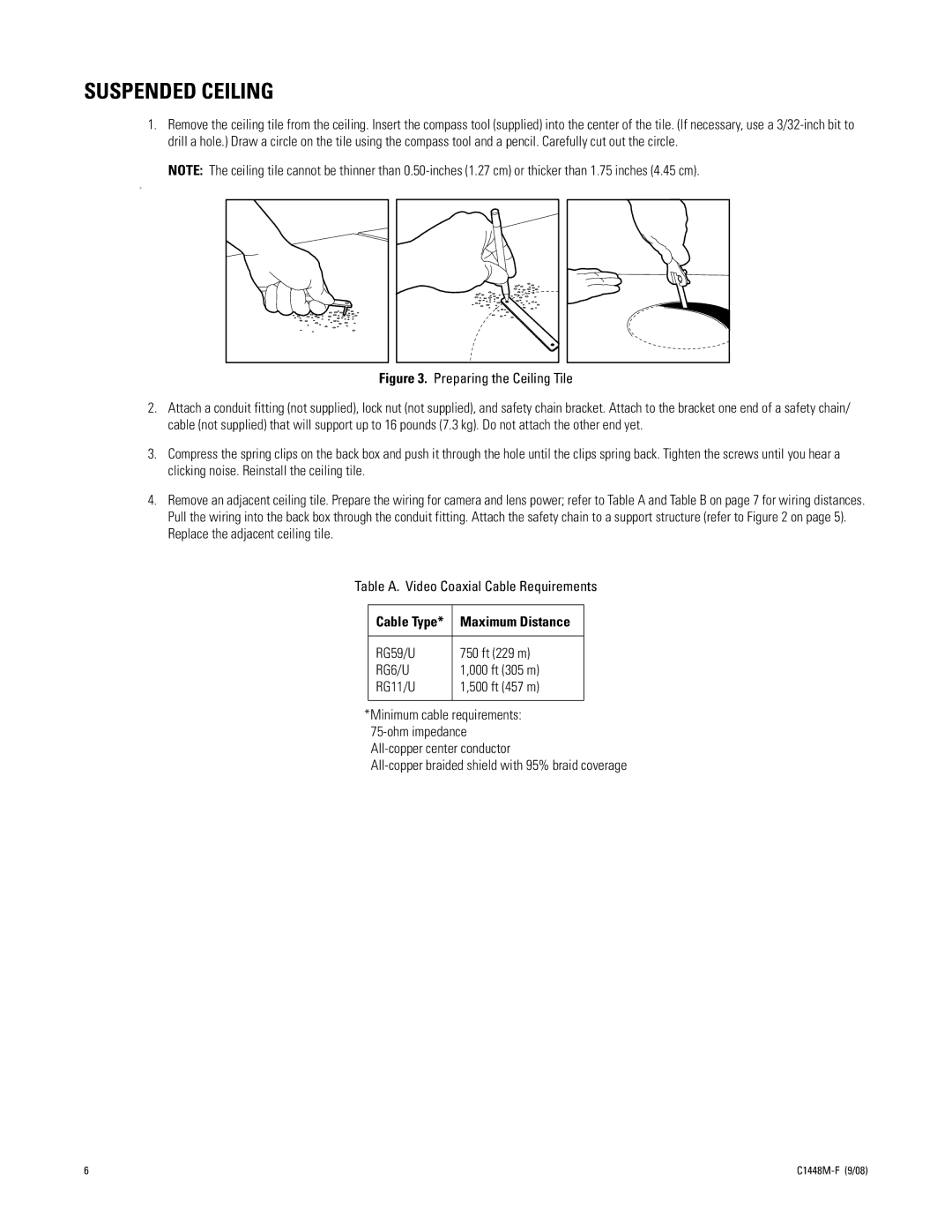 Pelco C1448M-F manual Suspended Ceiling, RG6/U 