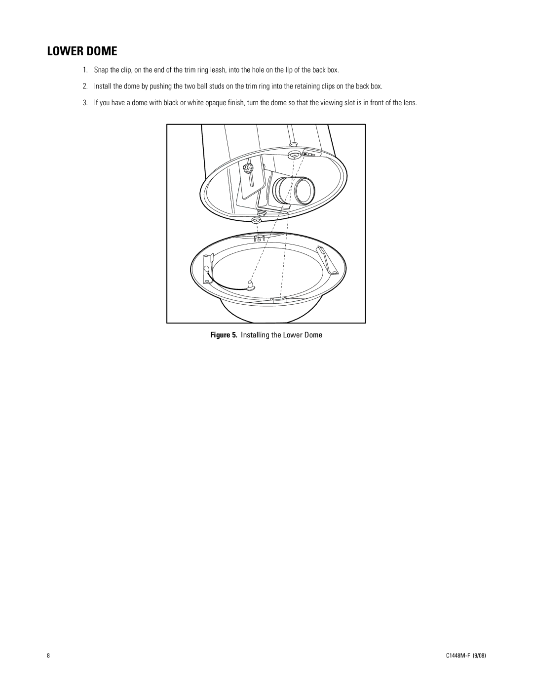 Pelco C1448M-F manual Installing the Lower Dome 