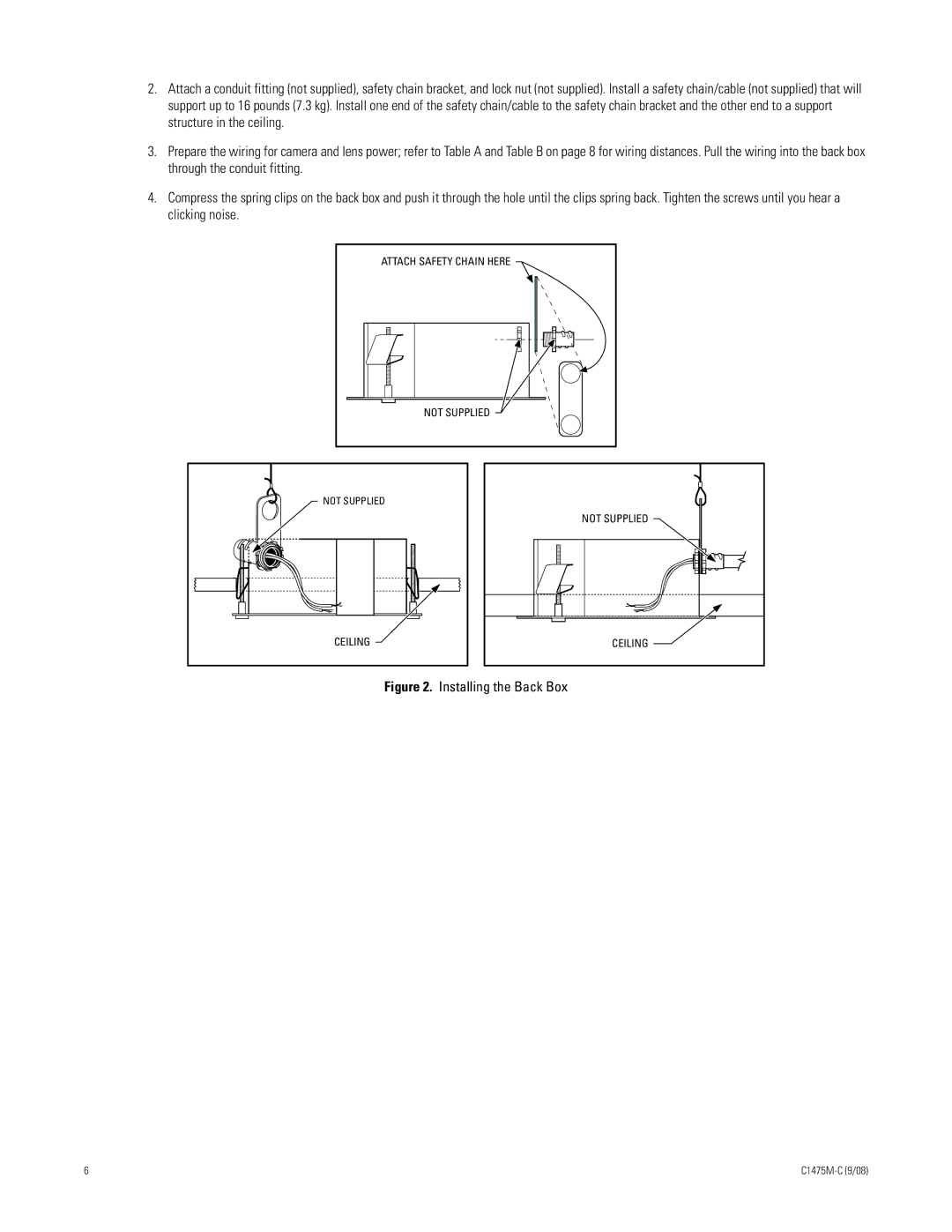 Pelco C1475M-C manual Installing the Back Box 