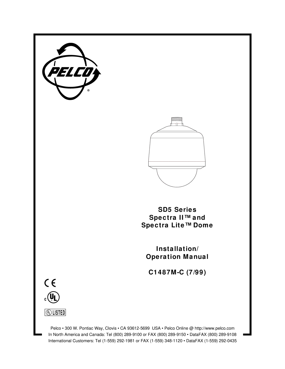 Pelco c1487-c operation manual Listed 