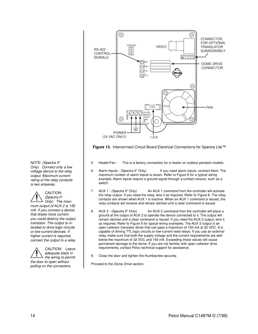 Pelco C1487M-D operation manual Spectra II Only The maxi 