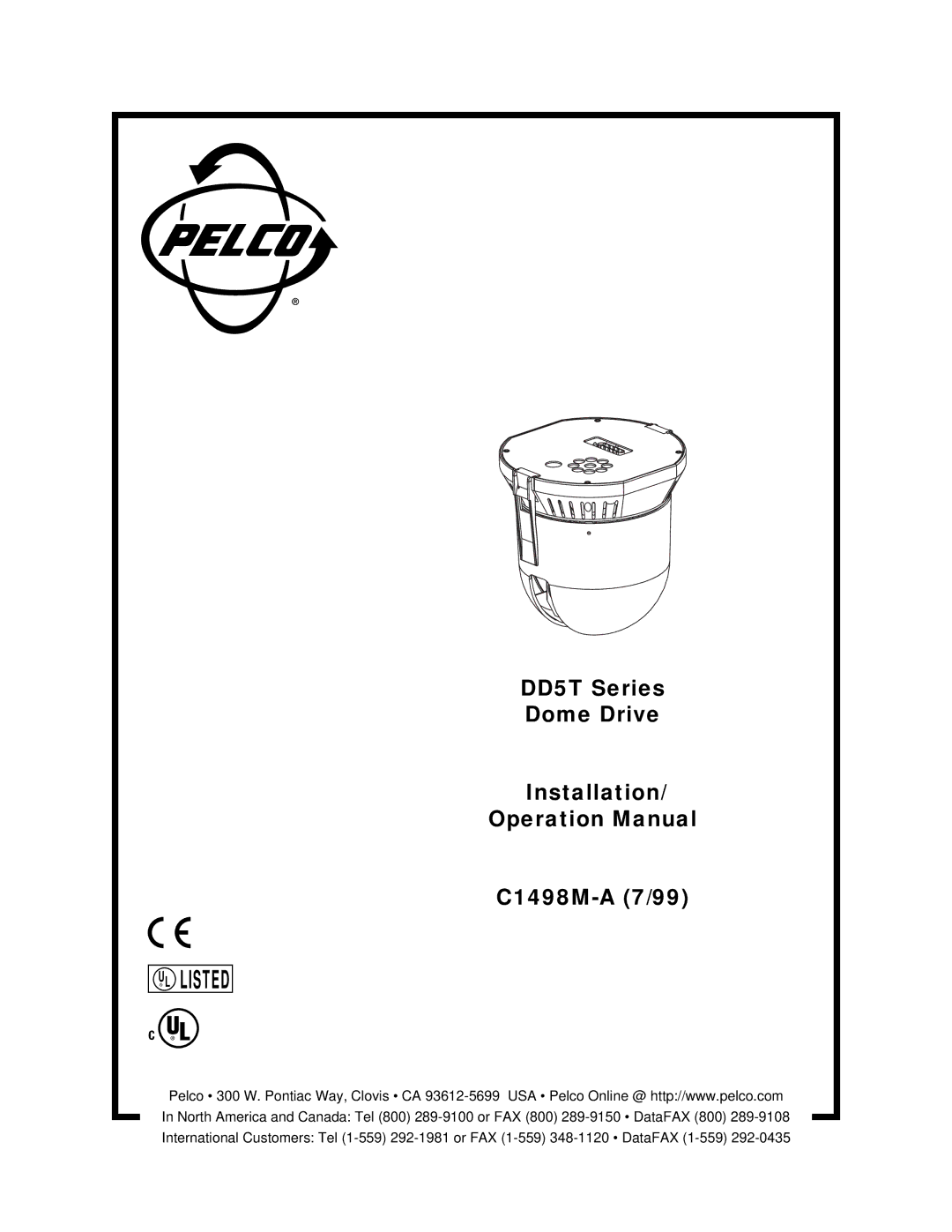 Pelco C1498M-A operation manual Listed 