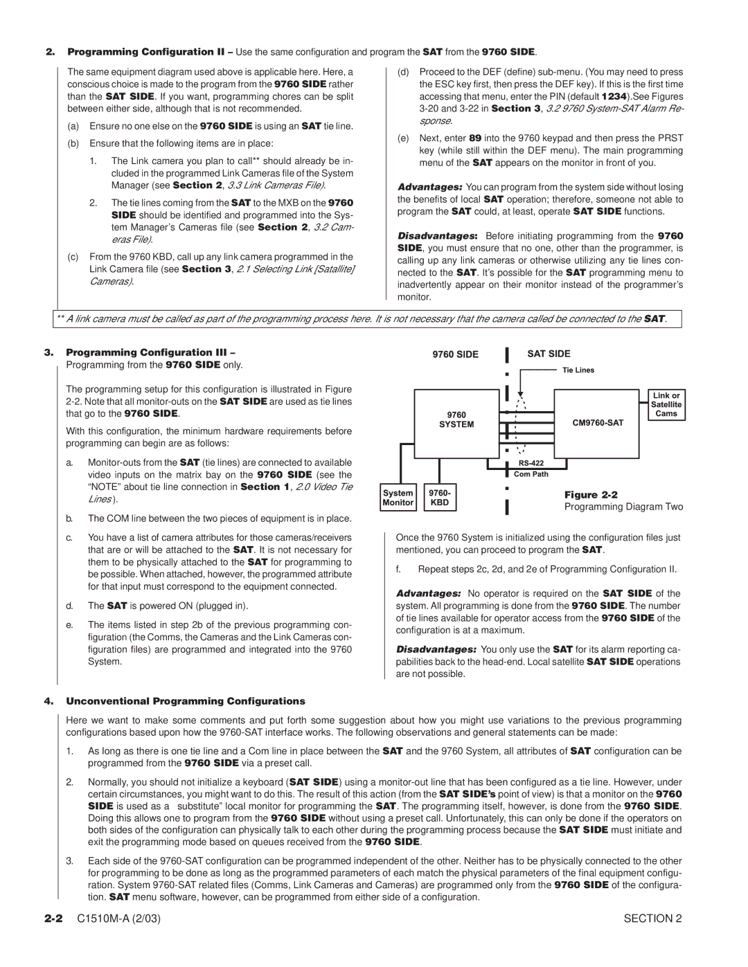 Pelco C549M-A, C1501M, C1503M, C542M-B, C538M, C541M-C manual Programming Diagram Two, Unconventional Programming Configurations 