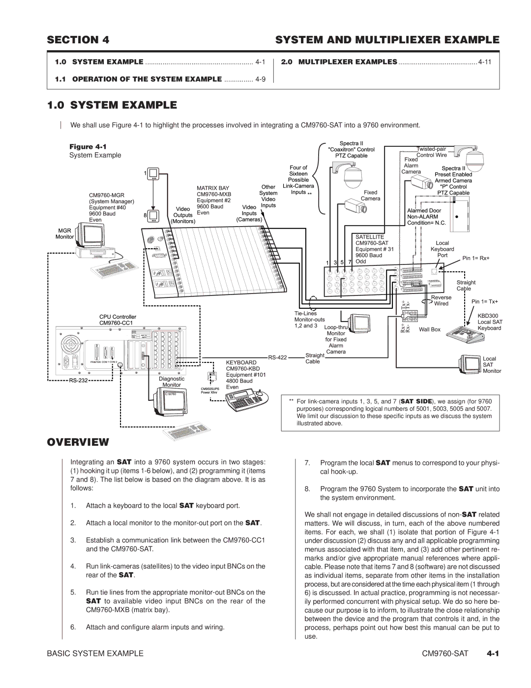 Pelco C544M, C1501M, C1503M, C549M-A, C542M-B, C538M, C541M-C Section System and Multipliexer Example, System Example, Overview 