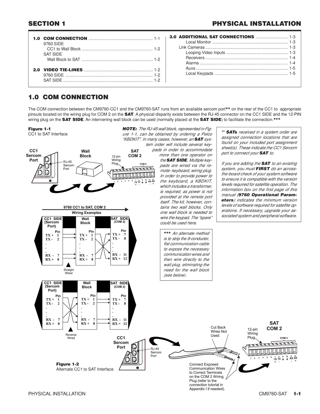 Pelco C579M, C1501M, C1503M, C549M-A, C542M-B, C538M, C541M-C, C573M-D, C544M, C572M Section Physical Installation, COM Connection 