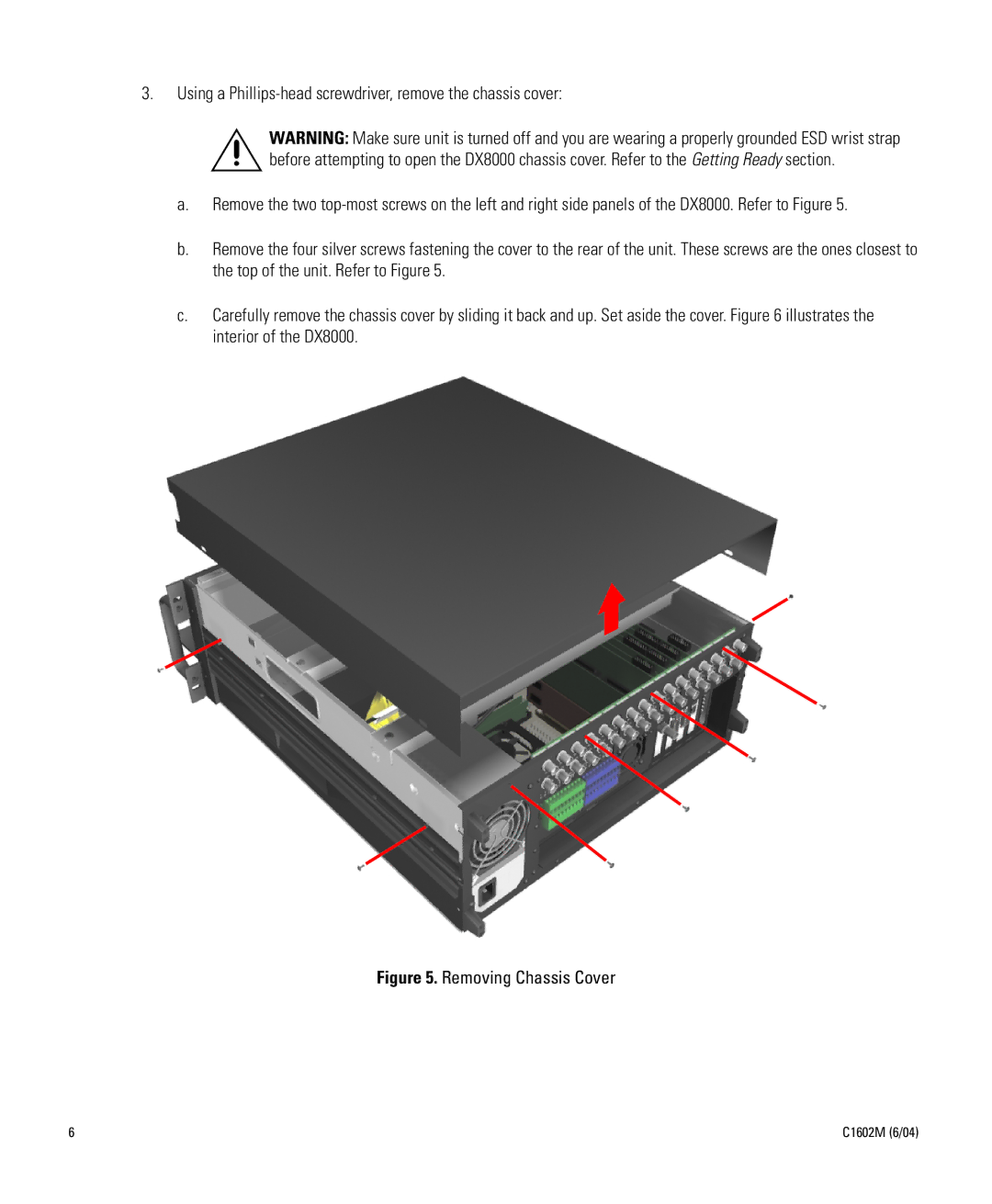 Pelco C1602M installation manual Removing Chassis Cover 