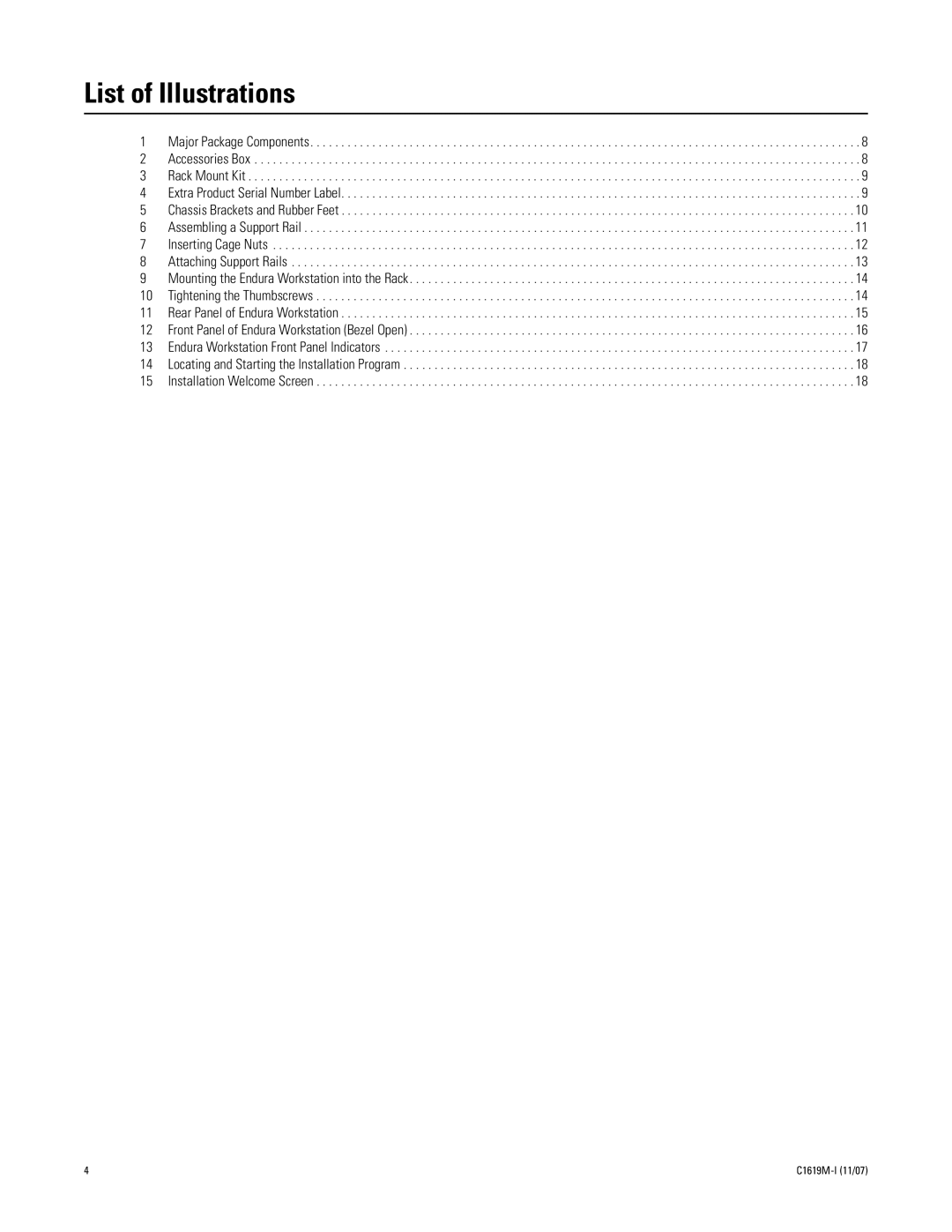 Pelco C1619M-I manual List of Illustrations, Rack Mount Kit 