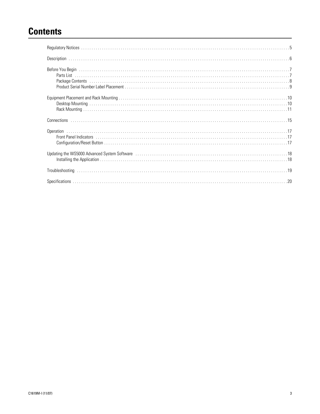 Pelco C1619M-I manual Contents 