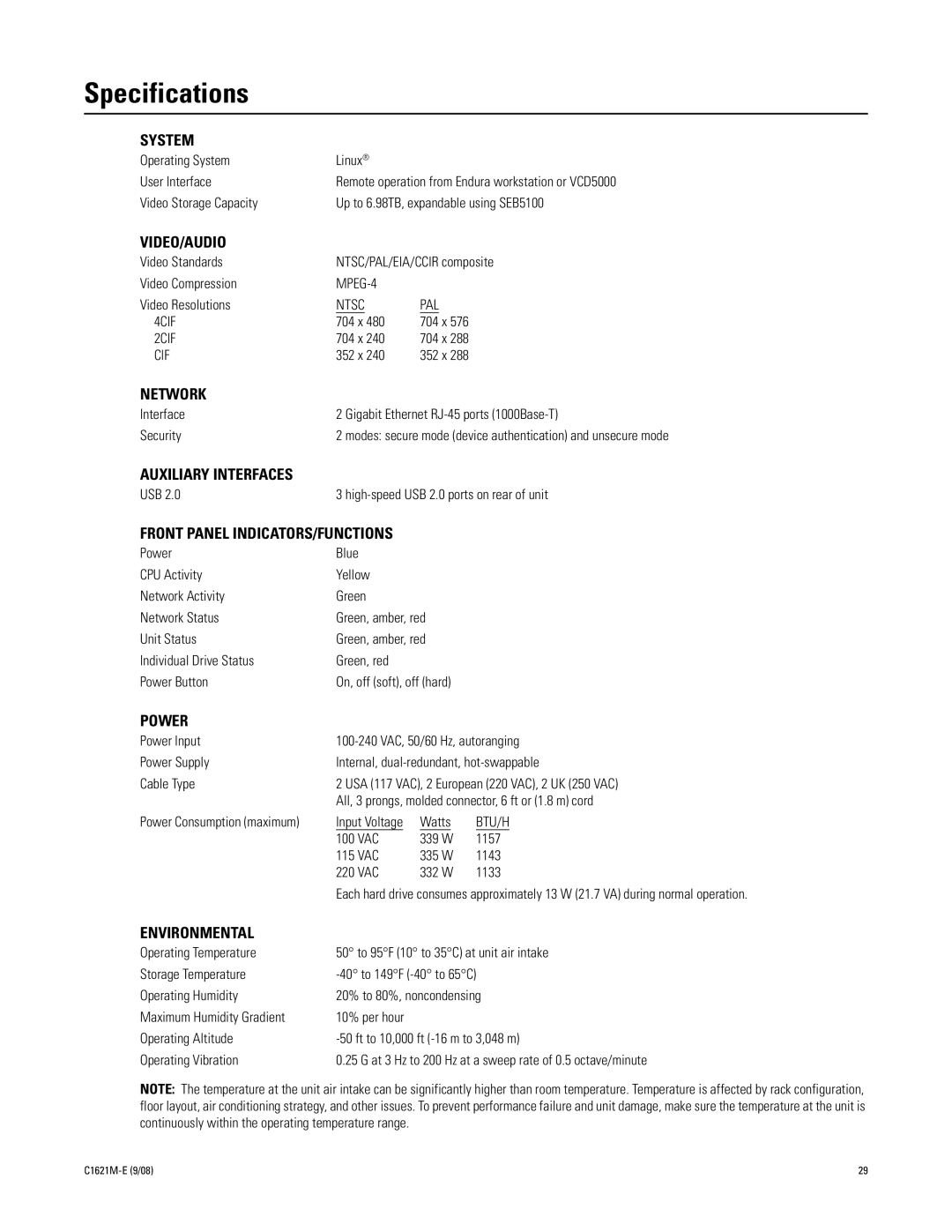 Pelco C1621M-E (9/08) 3 manual Specifications, System 