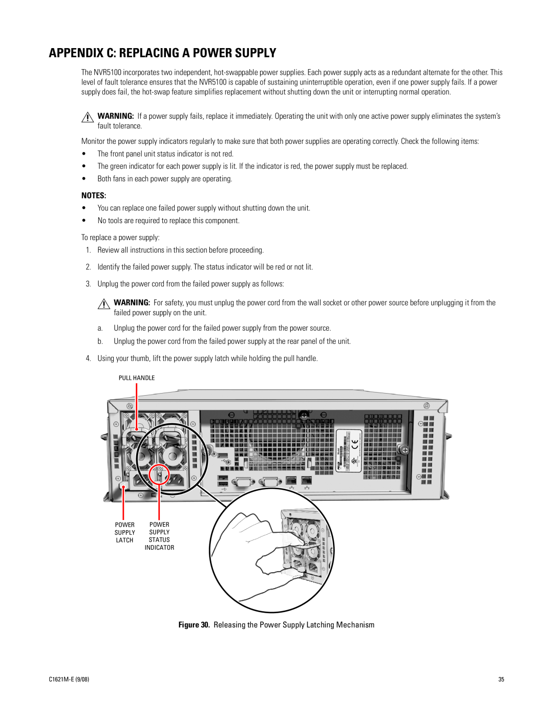 Pelco C1621M-E (9/08) 3 manual Appendix C Replacing A Power Supply 