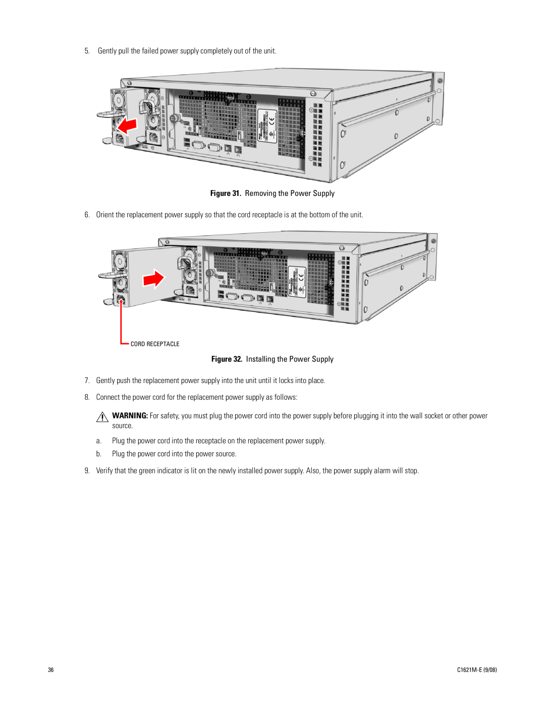 Pelco C1621M-E (9/08) 3 manual Removing the Power Supply 