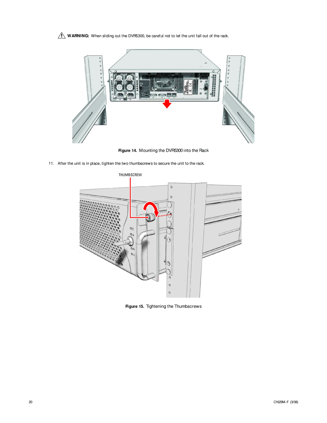 Pelco C1629M-F manual Tightening the Thumbscrews 