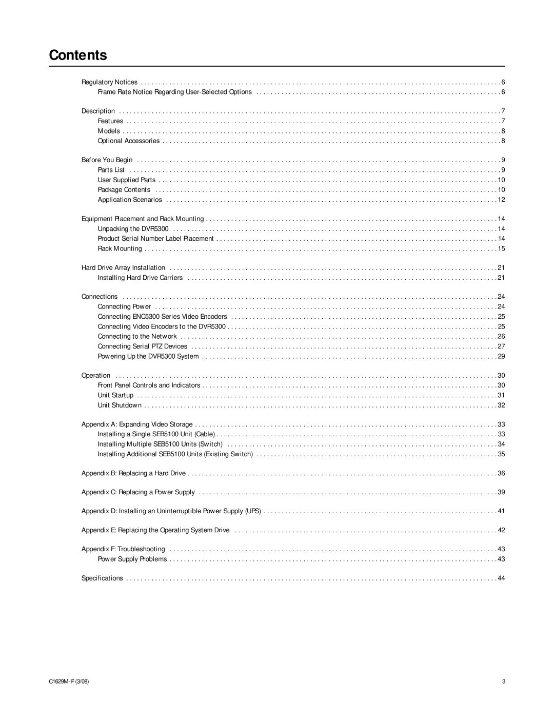 Pelco C1629M-F manual Contents 