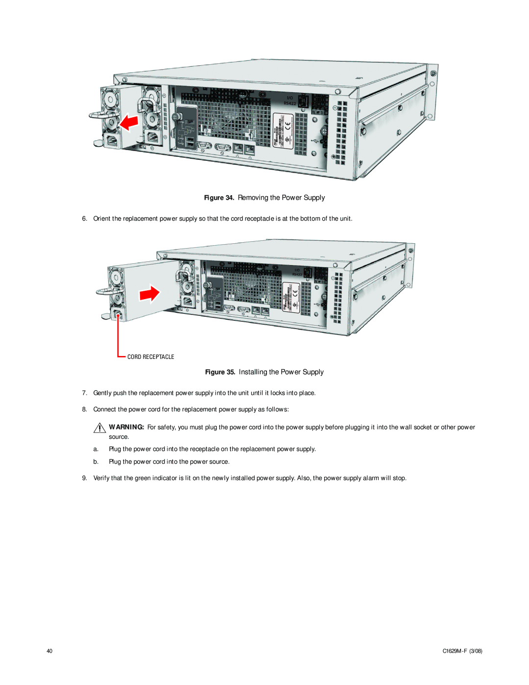 Pelco C1629M-F manual Cord Receptacle 