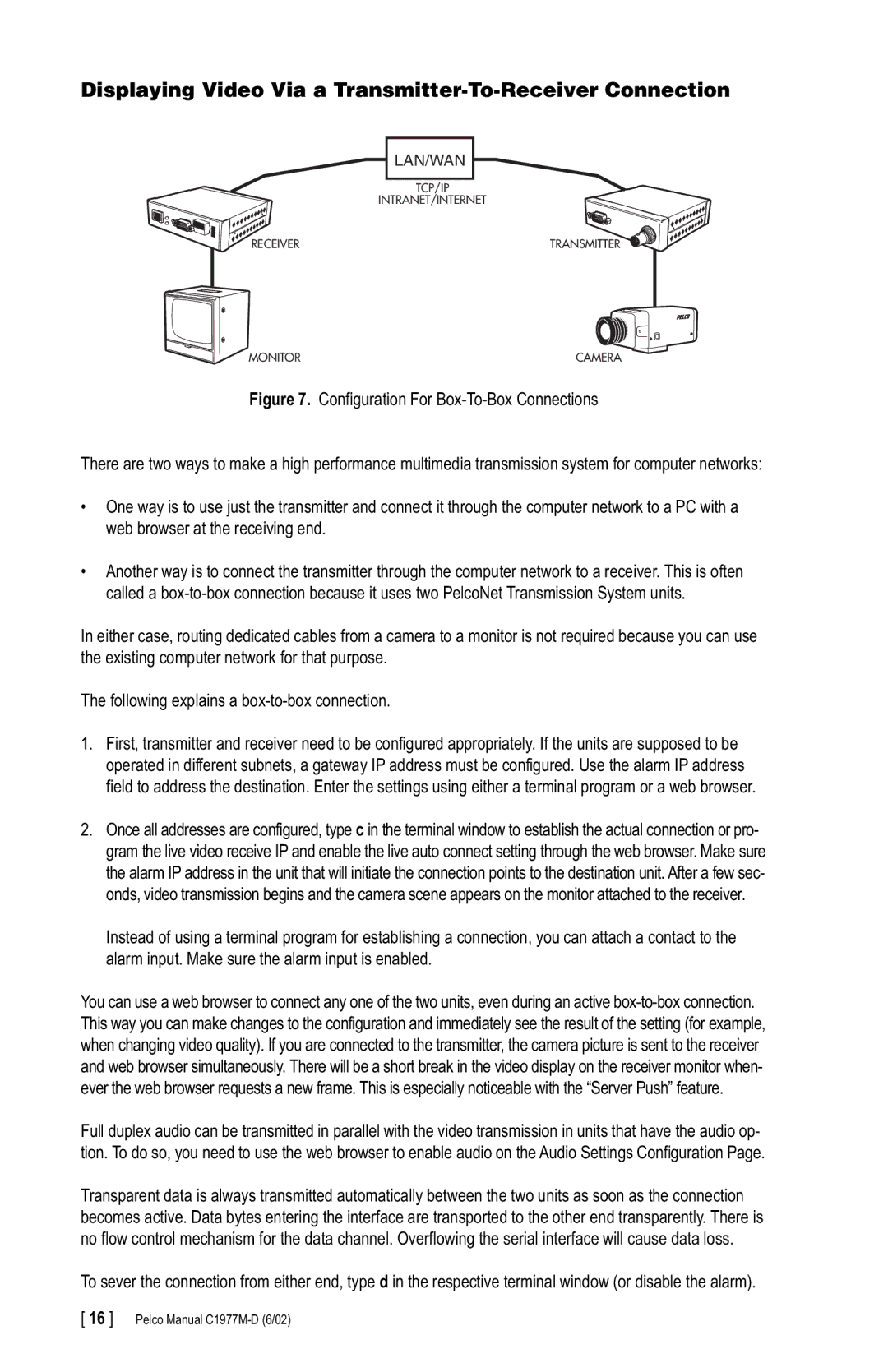 Pelco C1977M-D manual Displaying Video Via a Transmitter-To-Receiver Connection 