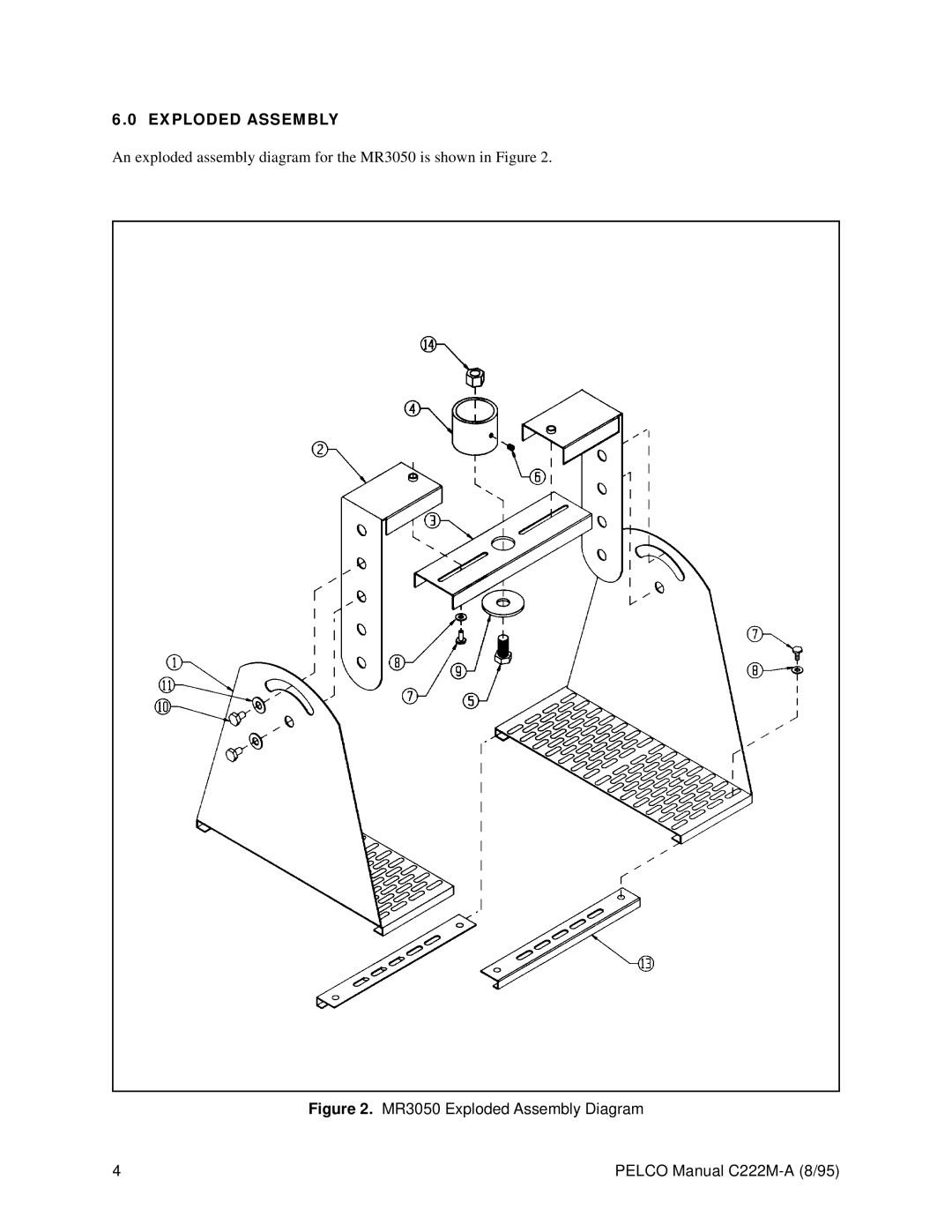 Pelco operation manual MR3050 Exploded Assembly Diagram Pelco Manual C222M-A 8/95 