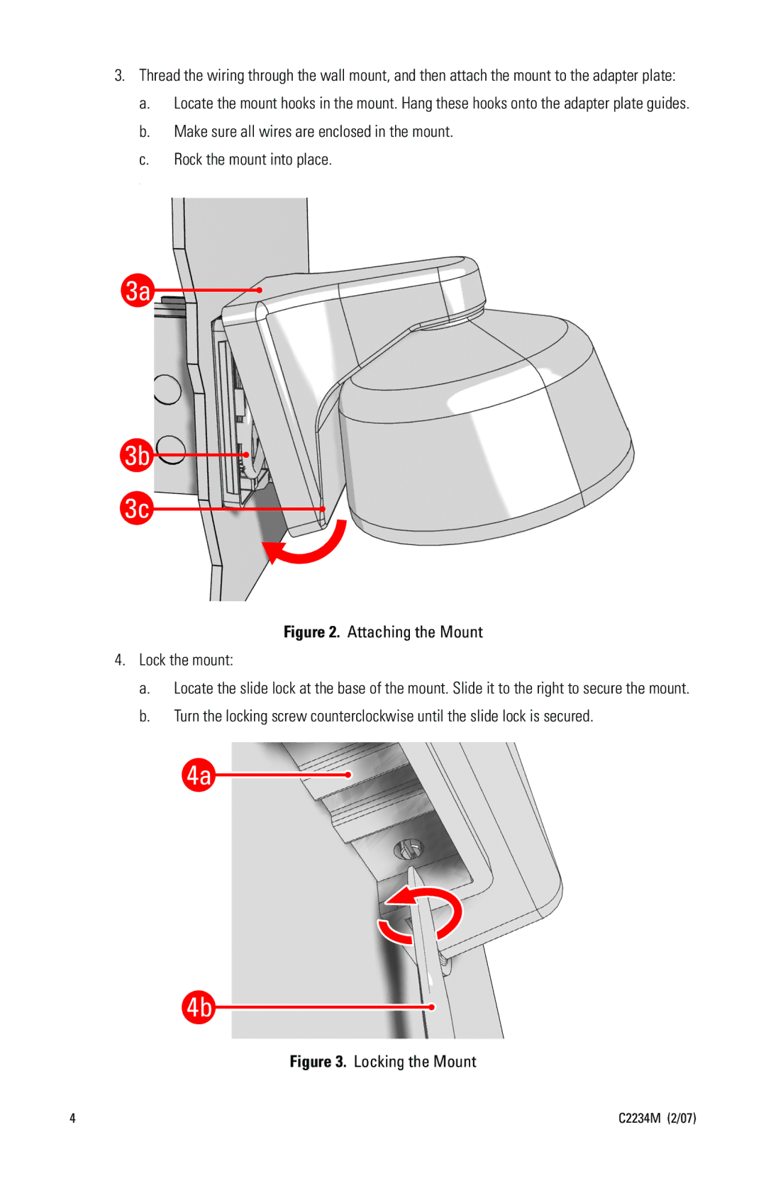 Pelco C2234M manual Attaching the Mount Lock the mount 