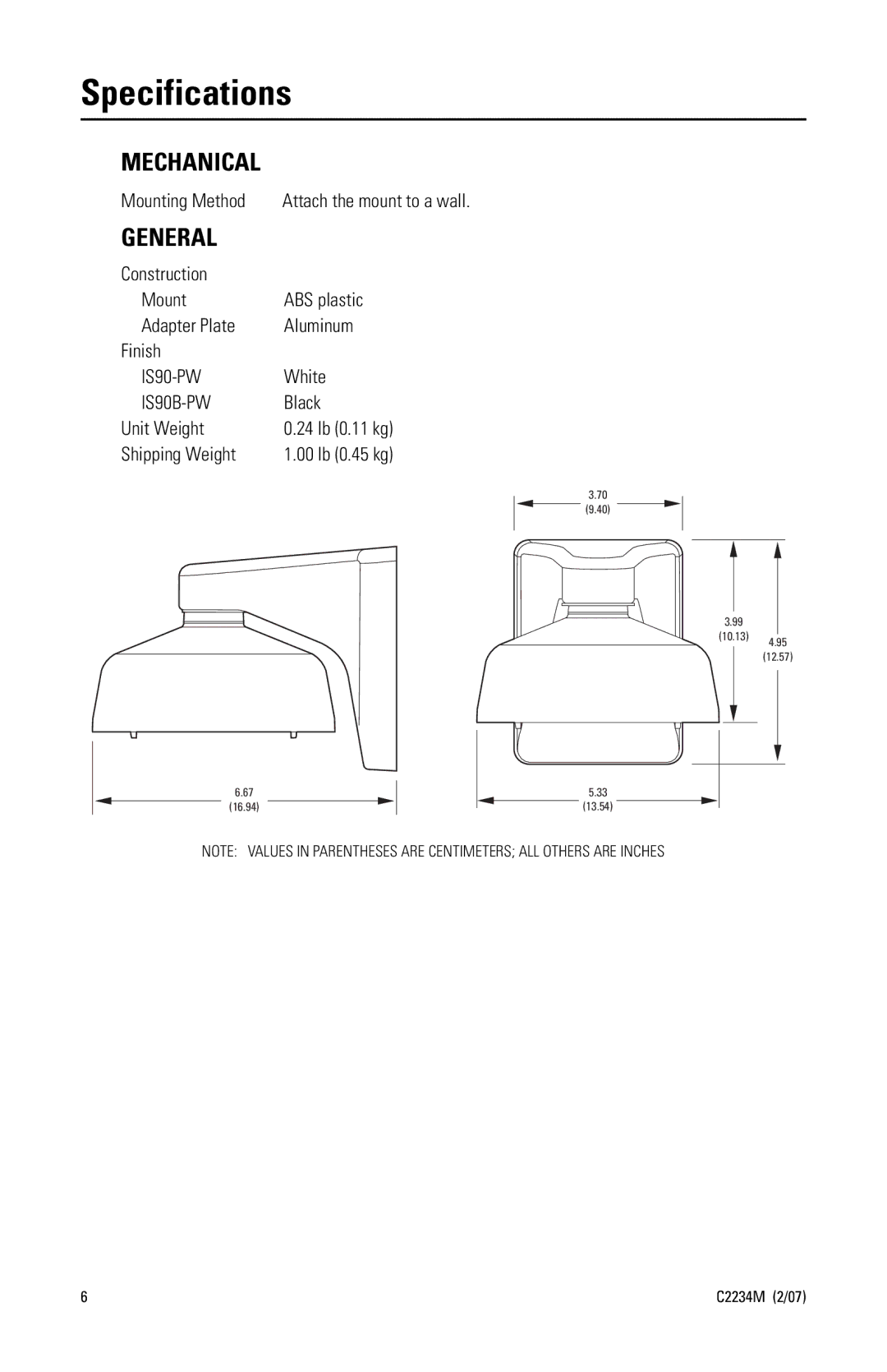 Pelco C2234M manual Specifications, General 